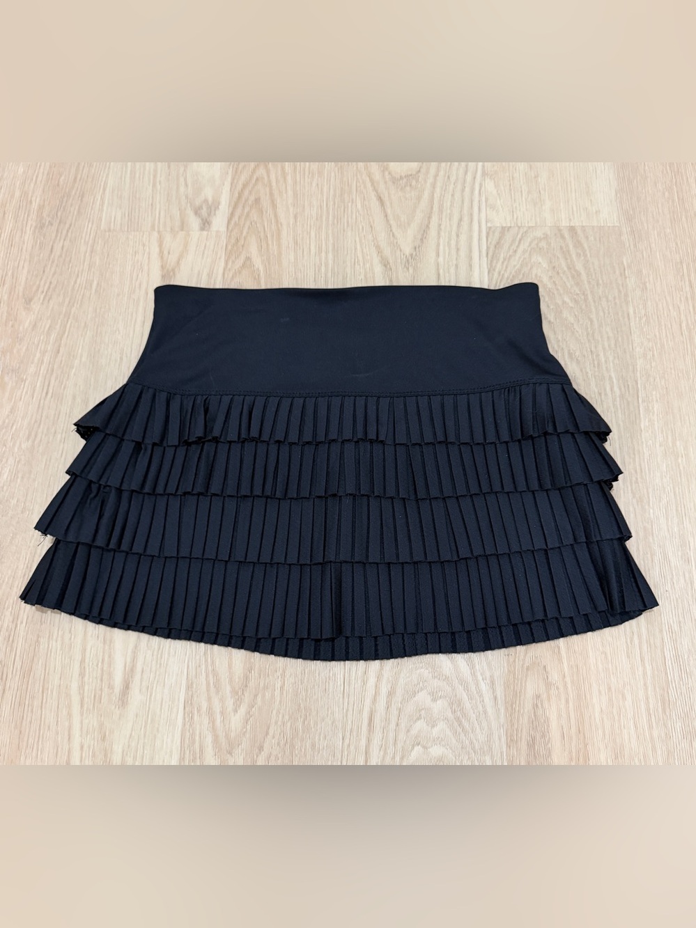 Black Tiered Pleated Mini Skort Women's